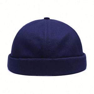 Gorros Docker de Color Puro sin Visera, Gorro de Verano para Hombre y Mujer, Gorro Retro de Algodón con Borde Enrollado - Product Image 1