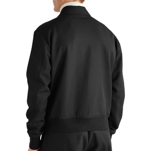 Chaqueta Bomber Azul Marino con Cierre para Hombre, Otoño, Algodón y Spandex de Alta Calidad, Cuello Alto, Bolsillos con Cremallera, Estilo Deportivo, Servicio OEM, Secado Rápido - Product Image 2