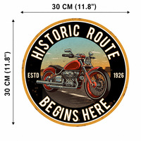 Plaque Métallique Vintage Route Historique Moto, Décoration Murale Rustique pour Garage de Motard ou Caverne d'Homme, Art Mural Rétro en Métal
