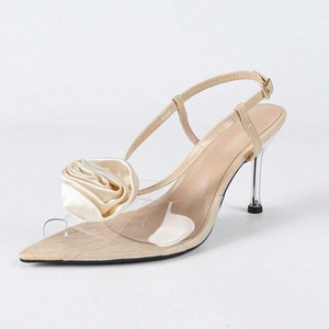 Sandalias de Tacón Alto para Mujer, Color Beige, Punta Puntiaguda, Decoración Floral, Sandalias Elegantes y Sensuales - Product Image 6