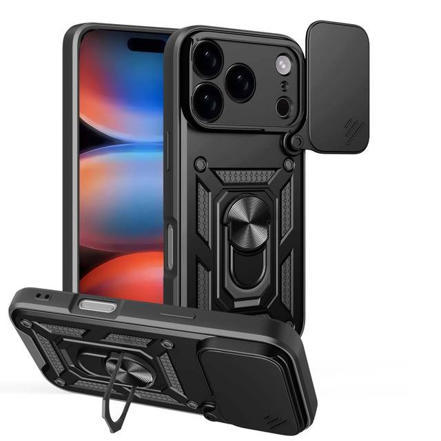 Low Price Wholesale Shockproof Camera Slide Magnetic Ring Holder 360 Rotating Stand Phone Case for iPhone 12-17 17 15 Pro Max