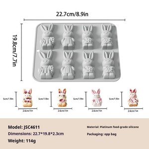 Stampo in Silicone per Dolci a Forma di Coniglietto Pasquale, Set da 8 Pezzi, Grado Alimentare, Facile da Sformare - Product Image 3