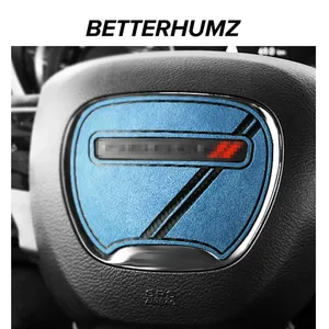 BETTERHUMZ Alcantara için Dodge şarj cihazı Challenger SRT karbon Fiber direksiyon Trim amblemi etiket iç araba aksesuarları