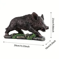 Figurine réaliste en résine de sanglier sur base texturée, accent de décoration de maison et de jardin, ornement d'art sur le thème de la faune