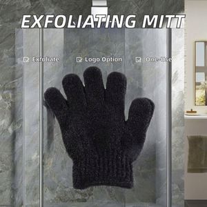 Guantes de Baño Exfoliantes de Cinco Dedos, Color Gris, para el Cuerpo, Ligeros, de Poliéster, para Sauna, Empaquetados a Granel - Product Image 3