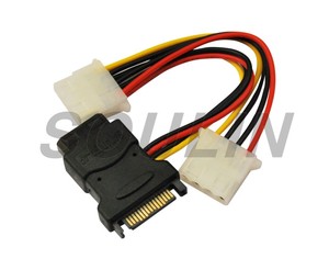 Cable de <span class=keywords><strong>adaptador</strong></span> de alimentación de 15 Pin <span class=keywords><strong>SATA</strong></span> macho a Dual 4 Pin IDE <span class=keywords><strong>HDD</strong></span> Mujer - Product Image 3
