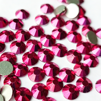 Rhinestone Kaca Warna Metalik, Flat Back Non Hotfix untuk Perhiasan, Bikini, Dekorasi DIY