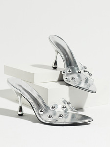 Sandali da Donna Silenziosi con Tacco Medio e Fibbia, Punta Affusolata, <span class=keywords><strong>Scarpe</strong></span> da Festa da Donna, Tacchi a Spillo in Pelle PU - Product Image 5