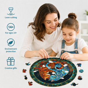 Puzzle Educativo in Legno Personalizzato Kakray con Stelle Colorate che si Abbracciano, per Età 14+ - Product Image 3