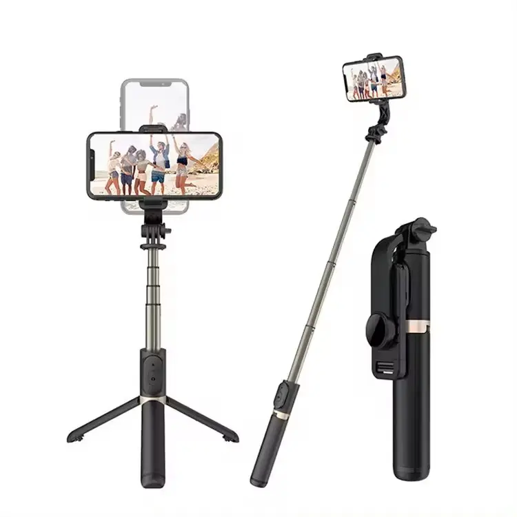 Tragbarer flexibler handy-halter wiederaufladbar kabellos bt selfie-stick niedriger preis aluminium mobiler ständer stativ q03 selfie-stick