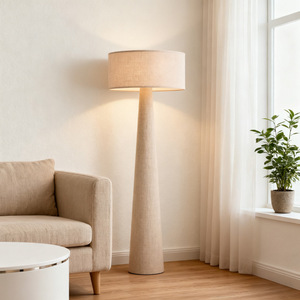 Lámpara de Pie Grande de Tela Color Blanco Hueso, Diseño Minimalista, Fuente de Luz LED Intercambiable, Alto CRI 90 - Product Image 2