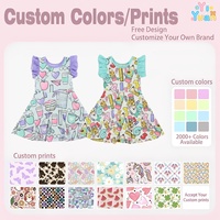 Vestido de Verano con Mangas con Volantes para Niña, Estilo Sexy, para Regreso a Clases, Estampados Personalizados, Vestidos con Volantes para Bebés de 5 Años, Venta al por Mayor