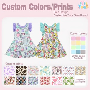 Robe d'été à manches bouffantes fantaisie pour fille sexy, retour à l'école, impressions personnalisées, robes à volants pour bébé, robe pour fille de 5 ans, vente en gros - Product Image 3