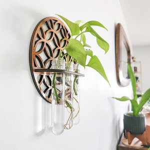 <span class=keywords><strong>Vase</strong></span> de rangement rond en <span class=keywords><strong>bois</strong></span> massif, <span class=keywords><strong>vase</strong></span> suspendu en tube à essai en <span class=keywords><strong>bois</strong></span>, décoration murale simple pour la maison et la chambre - Product Image 2