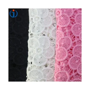 2024 Hot Selling Water-soluble Guipure Lace Flower Floral Hollowed Out Embroidery Cotton Lace Fabrics for Women Dress
