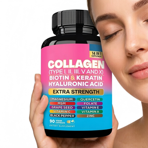 Cápsulas de Suplemento de Colágeno para Adultos OEM, Péptidos de Colágeno Múltiple, Biotina, Ácido Hialurónico, <span class=keywords><strong>Vitamina</strong></span> C, Marca Privada, Certificado GMP - Product Image 4