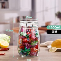 Kimchi botol berbagai macam dapur rumah tangga kaca transparan kapasitas besar disegel dengan tutup guci bunga daun teh