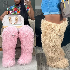 מגפי פרווה מלאכותית לנשים, מגפי שלג חמים, חדשים לחורף, נגד החלקה - Product Image 2