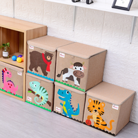 Nouveau style en lin avec couverture Boîte de rangement pour enfants Jouet pliable en tissu