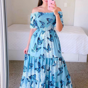 Boho Chic Off-Shoulder Beach <strong>Dress</strong> - Sexy Tube <strong>Tropical</strong> Floral Print Summer <strong>Dress</strong> for Ladies - Product Image 2