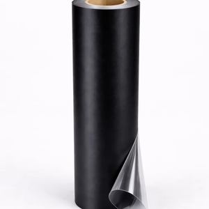 <b>Black</b> PET Decorative <b>Sheet</b> Anti Fingerprint Anti Bacterial GAG Structure for Furniture Lamination Ready Stock Single Side - Product Image 1