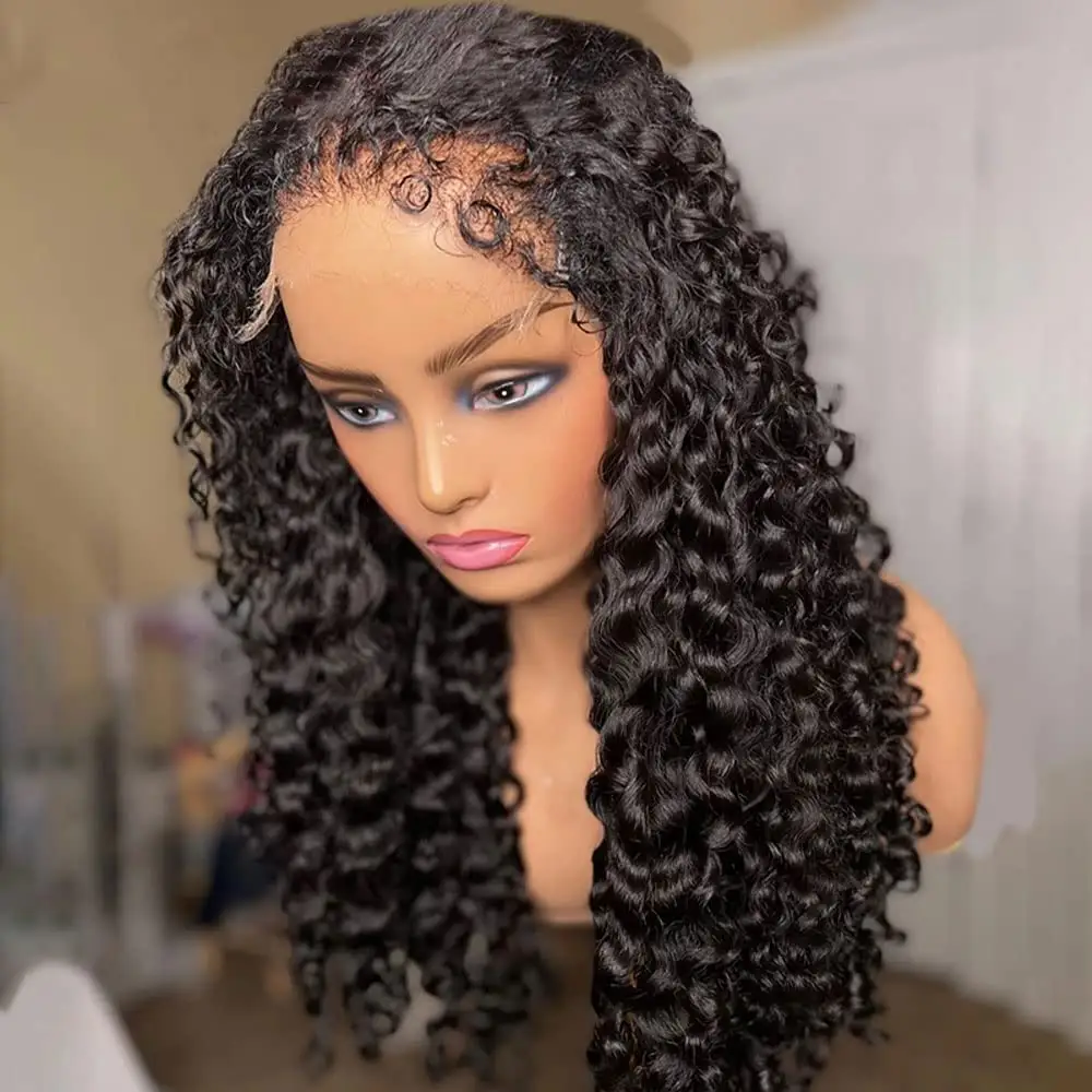 4C Kinky Curly 13X4 Lace Front Wigs With Kinky Edges Hairline Glueless HD Transparent Lace Frontal Wigs Pre Plucked, 22 Inch New