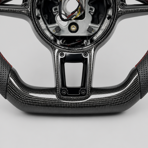 Volant sport en fibre de carbone pour Porsche <span class=keywords><strong>911</strong></span> <span class=keywords><strong>Carrera</strong></span> Boxster Cayman Macan avec boutons de commande intégrés - Product Image 2
