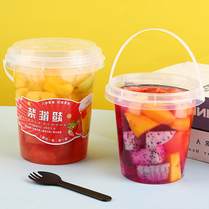 Rõ Ràng Nhựa 1L Xô Với Xử Lý Và Con Dấu Nắp Công Suất Lớn Nước Ép Trái Cây Cốc Ice Cream Sữa Chua Trà Sữa Lưu Trữ <span class=keywords><strong>Container</strong></span> Rỗng - Product Image 6