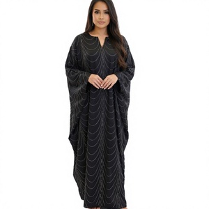 2026 Islamic Muslim Abaya <b>Rhinestone</b> Loose V-neck Batwing Sleeves Maxi Breathable Plus Size Middle East Modest Women's <b>Dress</b> - Product Image 3