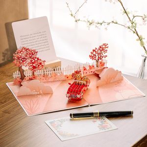 3D Pop-Up Love Card Red Car Dogs Valentine's Day Anniversary Greeting Card for Her Him 4 Color Digital Printing Gloss Lamination - Product Image 2