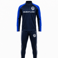 Ensemble d'entraînement de football QuestLink personnalisé avec demi-zip, survêtement à manches longues et pantalon fuselé, uniforme de football