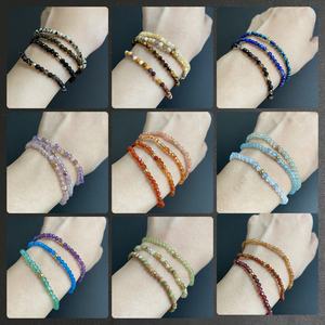 <span class=keywords><strong>Pulsera</strong></span> de cuentas de piedra Natural de cristal de piedras preciosas de 3mm para mujer, joyería de moda hecha a mano, cadena de mano de muñeca elástica apilable - Product Image 2