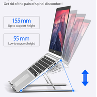 Support de bureau pour ordinateur portable en alliage d'aluminium réglable et pliable étanche et flexible pour une utilisation sur le lit ou la surface