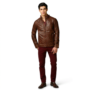 Alisave-productid-11000011618238_storeid-758798424 Genuine <b>Leather</b> Breathable Varsity <b>Jacket</b> for <b>Men</b> Autumn Vintage - Product Image 1