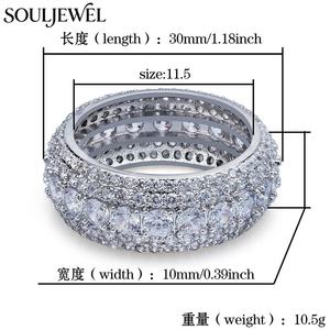 Souljewel Iced Out Eternity Band 5 Row Pave Zircon Hip Hop <b>Ring</b> for <b>Men</b> Women 14K Gold Plated Luxury Streetwear Accessory - Product Image 6