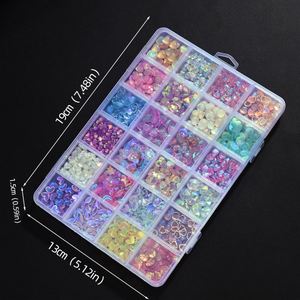 24 Rejillas de Adornos de Uñas con Forma de Corazón Brillante en Colores Rosa/Naranja/Morado/Aurora Camaleón, Decoraciones de Pedrería para Uñas - Product Image 6