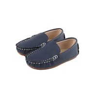 Chaussures mocassins en cuir véritable bleu marine, design à surpiqûres, semelles flexibles et durables, polyvalentes pour toutes les occasions