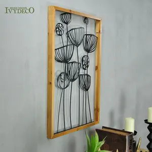 Ivydeco Metalen Lotusblad Muur Decor 3d Wanddecoraties Voor Interieur Slaapkamer Houten Frame Lotus Flower Wall Art