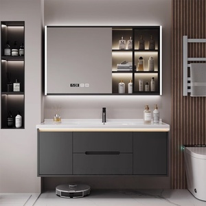 Modern minimalist bathroom cabinet smart mirror cabinet cream style washstand hand wash basin bathroom cabinet - Product Image 6