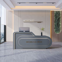Bureau d'accueil moderne et durable en bois avec éclairage LED pour salon de beauté, hôtel et école - Comptoir commercial personnalisable