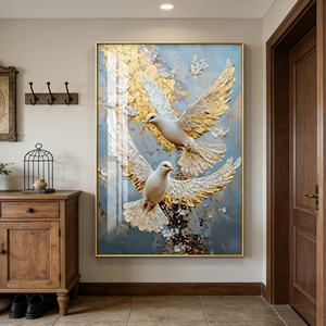 Venta al por Mayor de Fábrica: Murales LED de Animales con Pintura de Porcelana de Cristal HD de la Paloma de la Paz para Decoración de Lujo del Hogar - Product Image 4