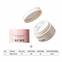 Pot cosmétique personnalisé en PP à double paroi et deux compartiments pour masque argileux 100 ml, avec marquage à chaud, pour lotion, crème visage et baume nettoyant