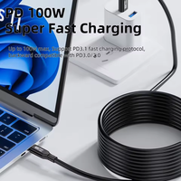 Cable USB 3.2 de 5 Metros, Tipo C a Tipo C, 20Gbps, 8K/60Hz, PD100W, 20V, para PC, Laptop, iPhone 15 Pro Max, MacBook
