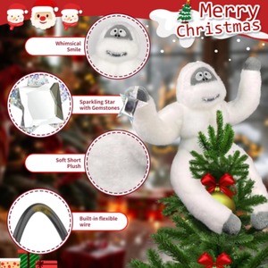 Adorno Navideño Artesanal <span class=keywords><strong>de</strong></span> Peluche para la Punta del Árbol - Chimpancé Blanco Abrazando una Estrella, Decoración Festiva <span class=keywords><strong>de</strong></span> Navidad |   Directo <span class=keywords><strong>de</strong></span> Fábrica en Guangdong - Product Image 4