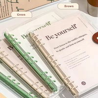 Couverture souple en TPU transparent, carnet B5, transparent, rechargeable, classeur à 6 anneaux, journal à feuilles mobiles avec fermeture à pression en cuir, bureau