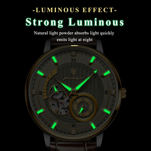 นาฬิกาข้อมือผู้ชายสุดหรู ดีไซน์สปอร์ต กันน้ำ เรืองแสง สายหนัง พร้อมกลไกตูร์บิญองแบบอัตโนมัติ - Product Image 3