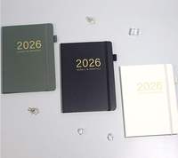 Agenda 2026 hebdomadaire et mensuel, doré gaufré, avec élastique et attache stylo, organisateur pour bureau et école, vente en gros de papeterie
