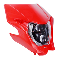 Phare LED certifié E-mark avec masque rouge pour moto enduro, phare avant LED pour moto tout-terrain Kawasaki