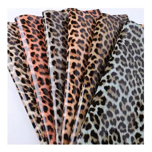 Leopard Printed Mirror Patent Faux PVC Leather For Handbag Shoes Upholstery