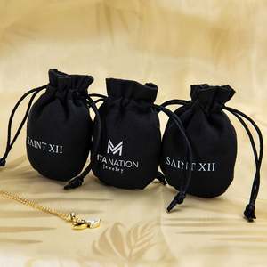 Sacs beiges, pochettes à bijoux, boucles d'oreilles, colliers, bagues, emballages, sacs enveloppe en velours avec bouton et votre logo - Product Image 4